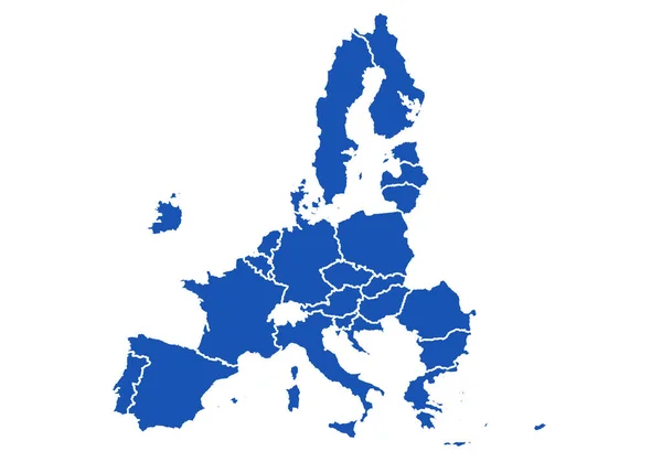 Mapa Azul União Europeia Sobre Fundo Branco — Vetor de Stock