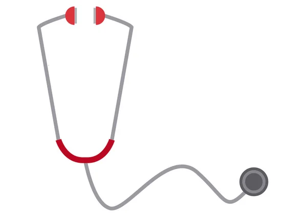 Red Icon Stethoscope Listen Heartbeat White Background — Stock Vector