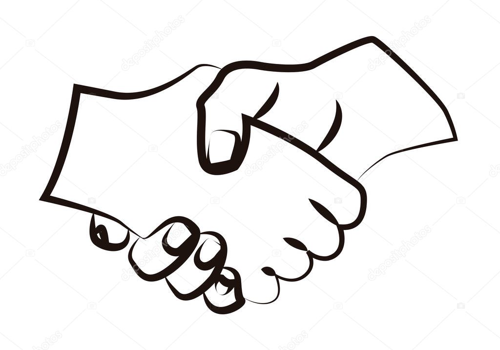 Handshake black icon on white background.