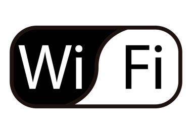 Beyaz arkaplanda Wi-Fi siyah-beyaz simgesi.