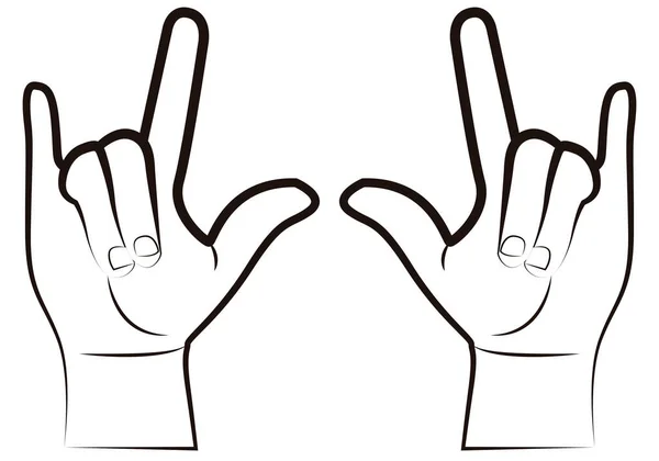 Heavy Metal Hand Gesture White Background — Stok Vektör