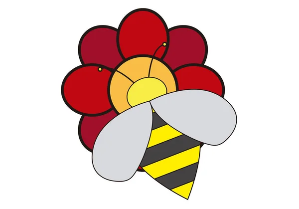 Icon Bee Flower — Stock Vector