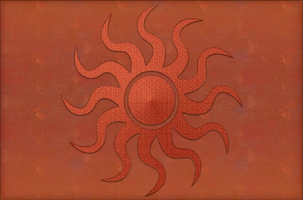 Καλοκαίρι Κλασικό Ήλιο Κόκκινο Φόντο — Φωτογραφία Αρχείου