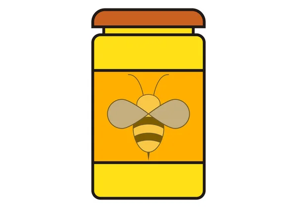 Bee Honey Pot White Background — Vettoriale Stock