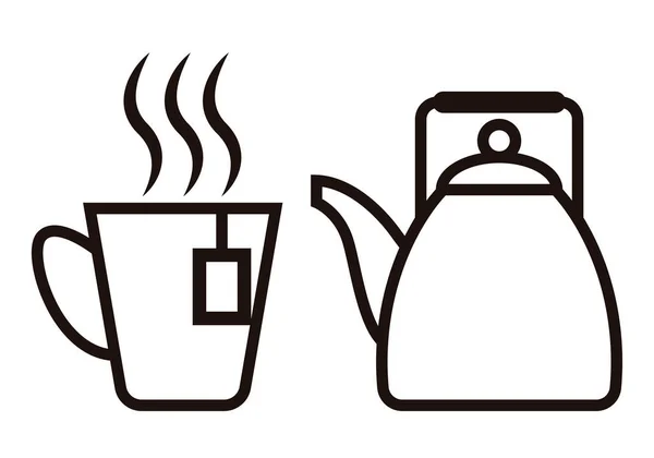 Black Icon Cup Infusion Teapot – stockvektor