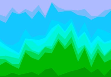 Yeşil ve mavi dağ katmanları.