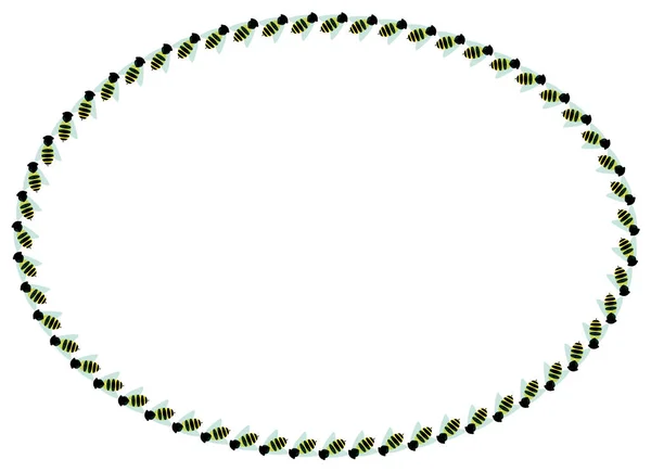Elliptical Frame Bees White Background — Stock vektor