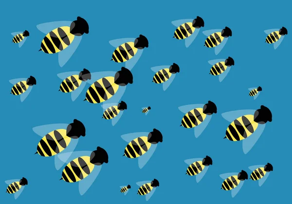 Μέλισσες Πετούν Πάνω Από Τον Γαλάζιο Ουρανό — Διανυσματικό Αρχείο