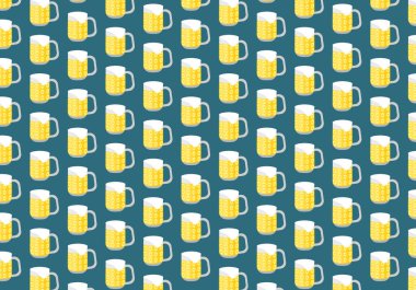 Mavi arkaplanda bira bardaklarının baskısı