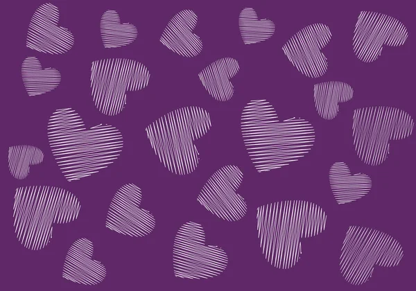 Білі Каракулі Сердець Фіолетовому Або Фіолетовому Фоні — стоковий вектор