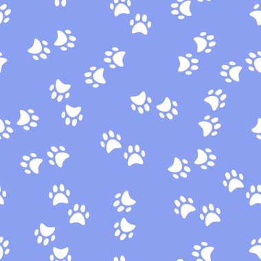 Mavi arkaplanda beyaz ayının ayak izleri var.