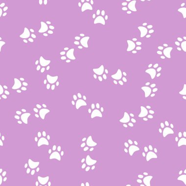 Mor ya da mor arkaplanda beyaz ayı ayak izleri var.