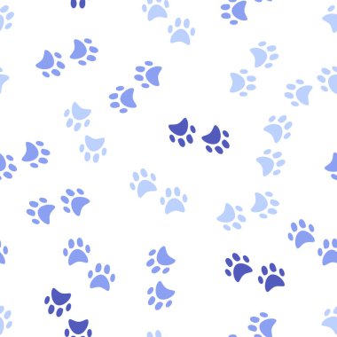 Beyaz arkaplanda mavinin tonlarında ayı ayak izleri.