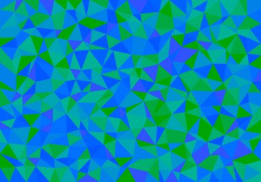 Üçgenlerin yeşil ve mavi düşük polimer arkaplanı.