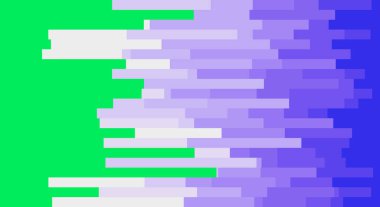 Yeşil arkaplanda mor yatay çubuklar.