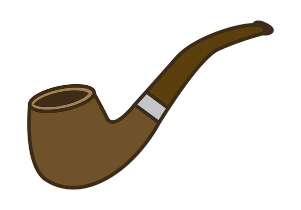 Smoking Wooden Pipe Icon White Background — Stockvector