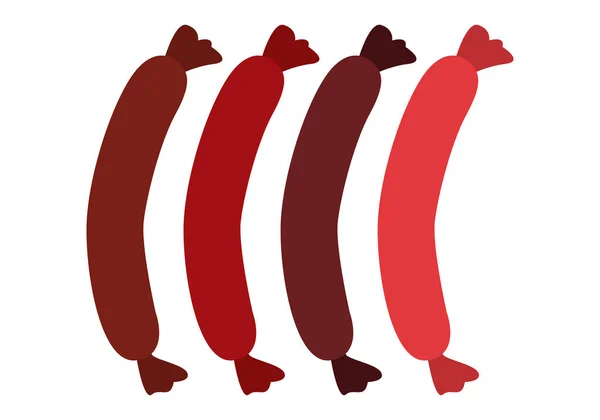 Sausages Different Types White Background — стоковый вектор