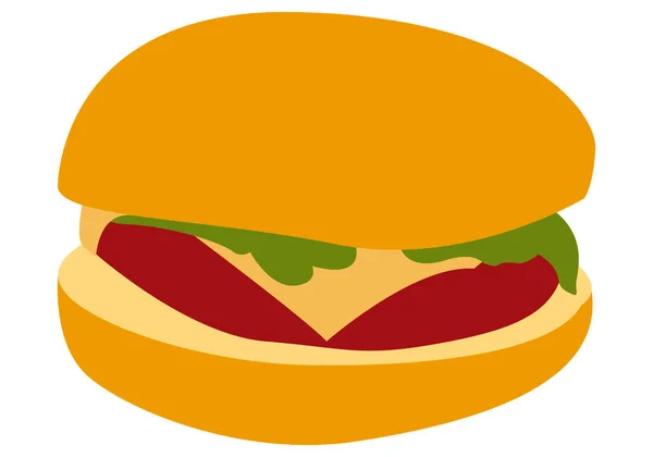 Cheese Meat Burger White Background — Stock Vector