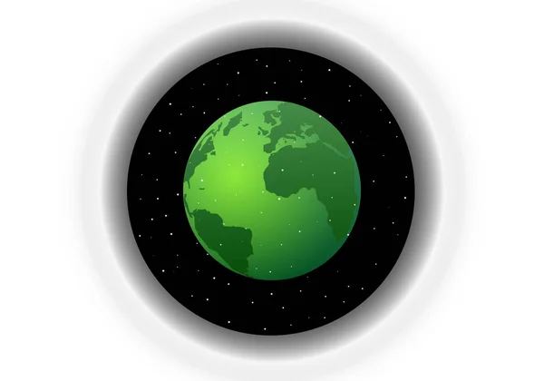 Planeta Tierra Tonos Verde Visto Espacio Través Una Ventana Circular — Vector de stock