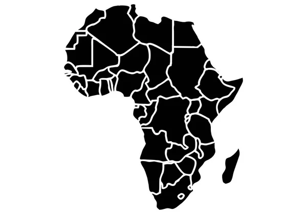 Black Color Africa Political Map Icon — Vetor de Stock