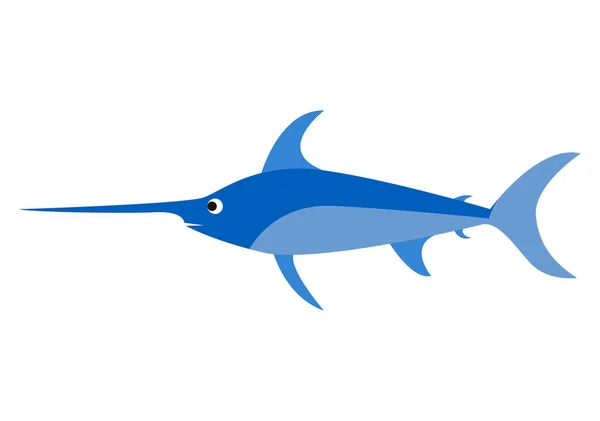 Svärdfisk Blå Färg Vit Bakgrund — Stock vektor