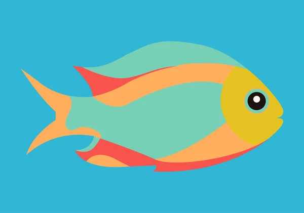 Flerfärgad Tropisk Fisk Blå Bakgrund — Stock vektor