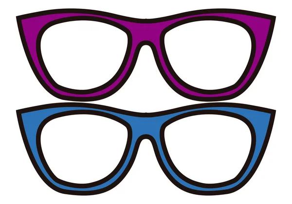 Purple Blue Geek Glasses — Vetor de Stock