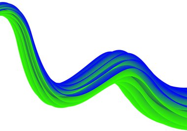 Beyaz arka planda yeşil ve mavi katmanlı kumaş. Beyaz arkaplanda katlanmış mavi ve yeşil kumaş satırı