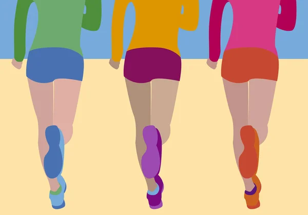 Three Runners Running Race — Vector de stock