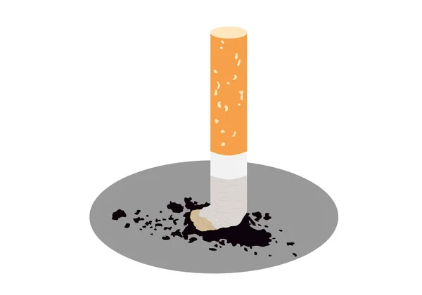 Cigarette Butt Crushing Asphalt — Vetor de Stock