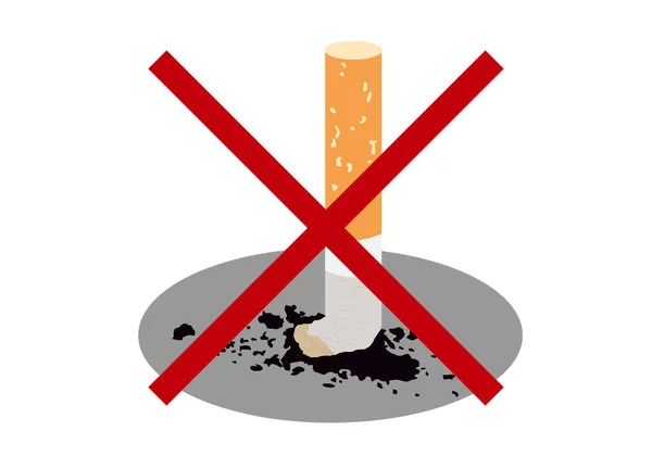 Forbidden Throw Cigarette Butts Ground — Archivo Imágenes Vectoriales