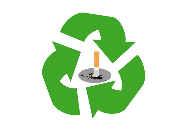 Recycle Cigarette Butts Ecology Recycling Symbol Green Cigarette Butt — Archivo Imágenes Vectoriales