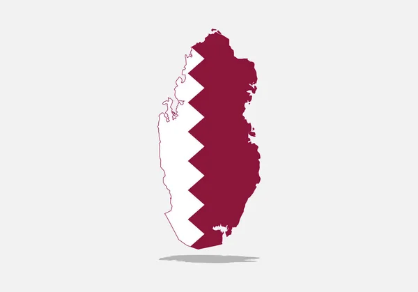Silhouette Map Qatar Its Flag White Maroon Light Gray Background — стоковый вектор
