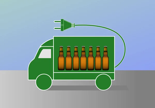 Beer Transport Truck Electric Vehicle — Image vectorielle