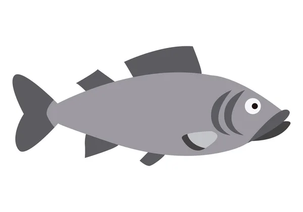 Gray Fish Icon White Background — Stock Vector