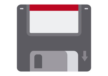 Beyaz arkaplanda disket siyah simgesi.