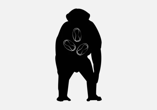 Plané Neštovice Černá Silueta Opice Symbolem Viru Představujícího Opičí Neštovice — Stockový vektor