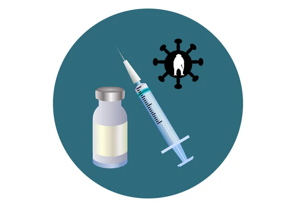 天然痘ワクチン 天然痘 バイアル 注射器 天然痘のシンボル — ストックベクタ