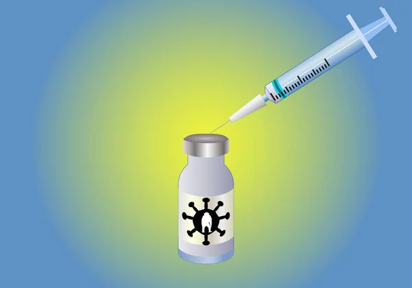 水痘ワクチンとバイアル注射器 天然痘の予防接種 — ストックベクタ