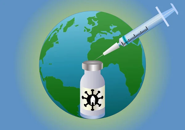 Majomhimlő Elleni Vakcinázás Vagy Vakcina Majomhimlő Szimbólummal Ellátott Injekciós Üveg — Stock Vector