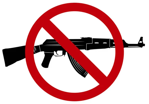 Queda Prohibido Uso Armas Fuego Silueta Negra Rifle Bajo Signo — Vector de stock
