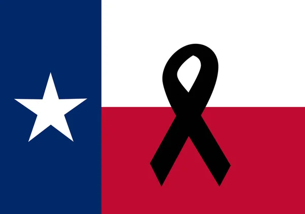 Flaga Teksasu Czarną Wstążką Żałobie — Wektor stockowy