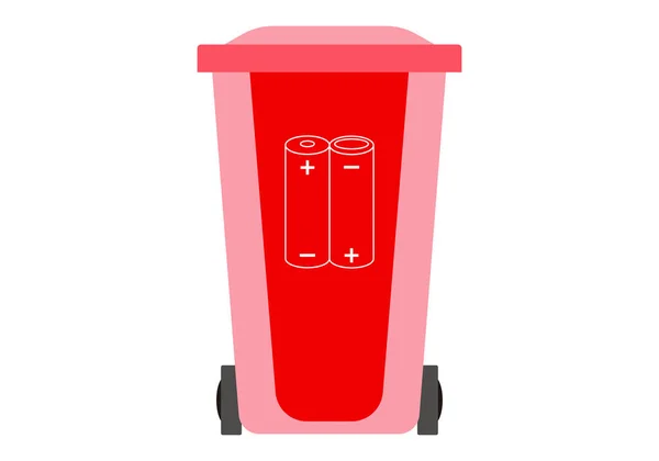 Roter Behälter Für Gefährliche Abfälle Wie Batterien — Stockvektor