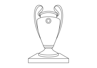 Avrupa Kupası kupası beyaz arka planda siyah iz bırakıyor. futbol Avrupa kupası