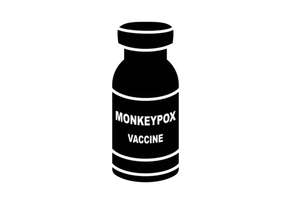 Monkeypox Vaccine Vial White Outline Black Fill — Stock Vector