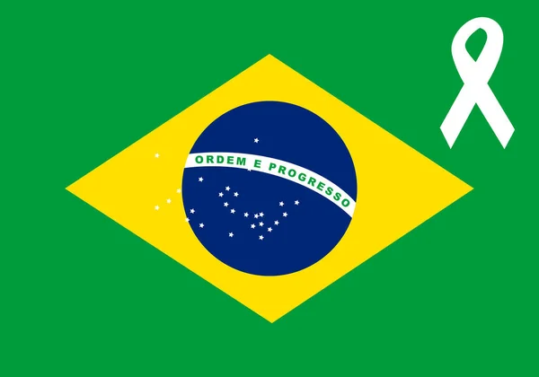 Solidariedade Com Brasil Fita Branca Solidariedade Bandeira Brasil — Vetor de Stock