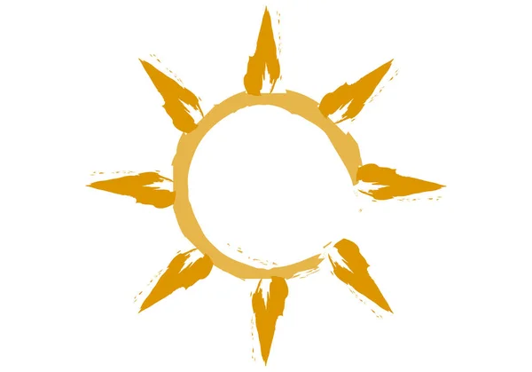 Orangefarbene Sonnensymbole Mit Strichen — Stockvektor