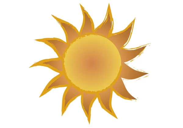 Pomarańczowa Ikona Słońca Pociągnięciami — Wektor stockowy