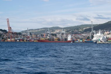 Vigo halklarının panoramik manzarası, İspanya.