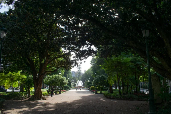 Parken Met Fonteinen Het Voorjaar Vigo Galicië — Stockfoto